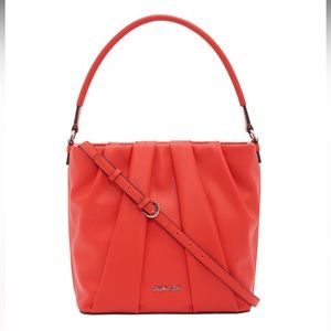NWT Calvin Klein Myla Large Hobo Bag Red Crossbody Purse Casual Tote Vintage